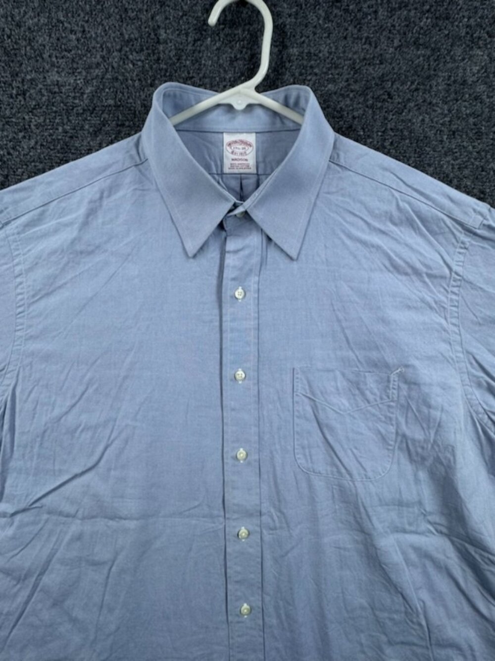 Brooks Brothers Supima 17.5 35 Cotton Madison Blue Preppy Solid Long Sleeve Men